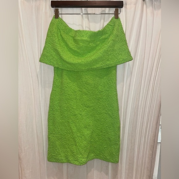 MSGM Green Crinkle Embossed Strapless Dress💚 NWT Size Small - Picture 9 of 13